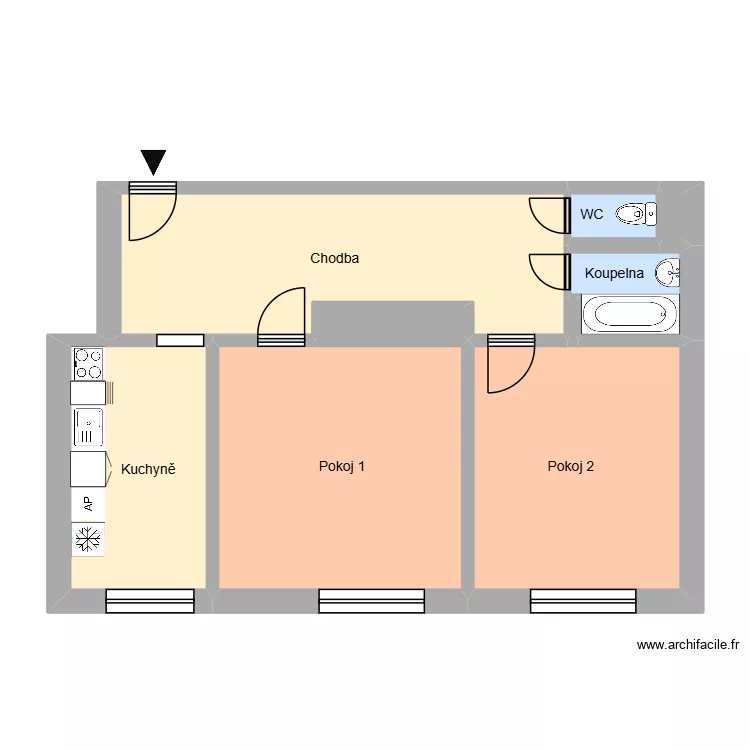 n&aacute;m. T.G. Masaryka 797, byt 6. Floor plan with 9  and 64 m²