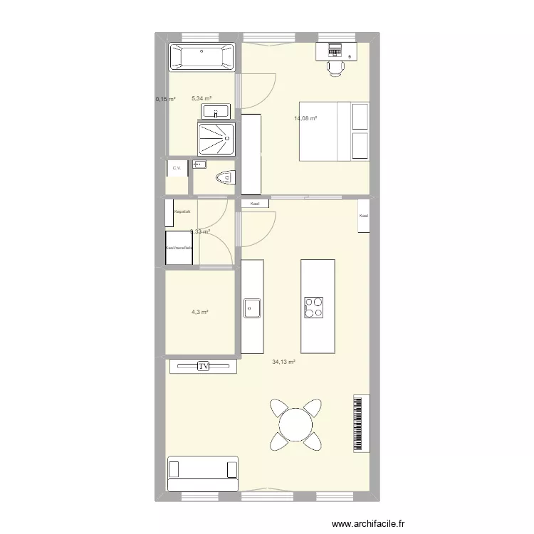 Charlotte appartement . Floor plan with 