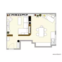 Flat living room & kitchen Paris 19 v2