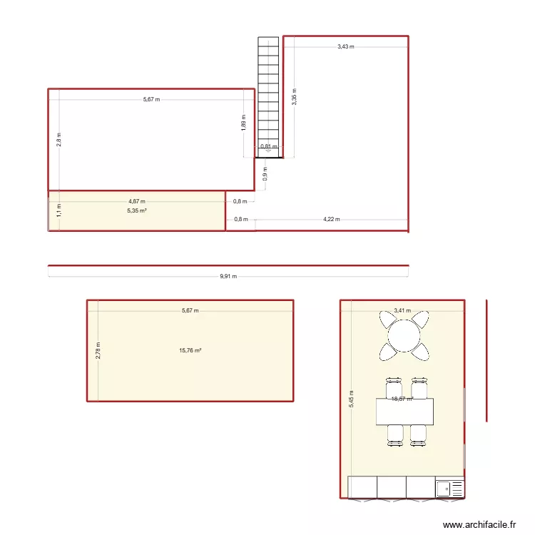 casa1. Floor plan with 3  and 40 m²