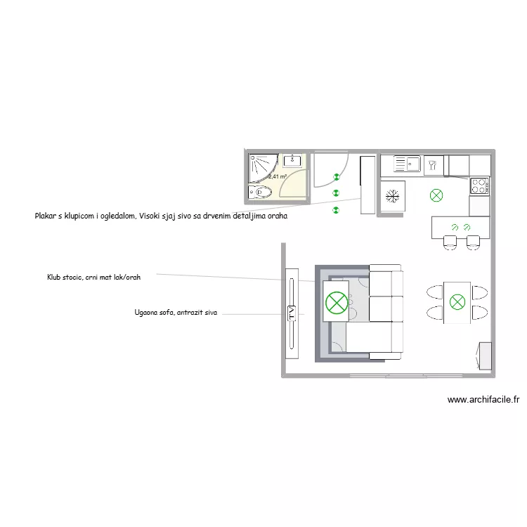 zadatak 2. Floor plan with 1 and 2 m² zadatak 2. Floor plan with 1 and 2 m²