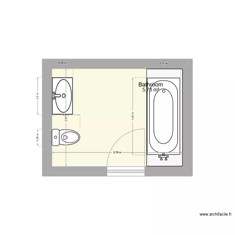Bathroom Plan. Floor plan with 1 and 6 m² Bathroom Plan. Floor plan with 1 and 6 m²