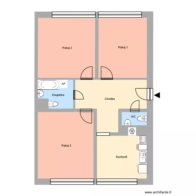 Přemyslovců 1167, byt 7. Floor plan with 14  and 201 m²