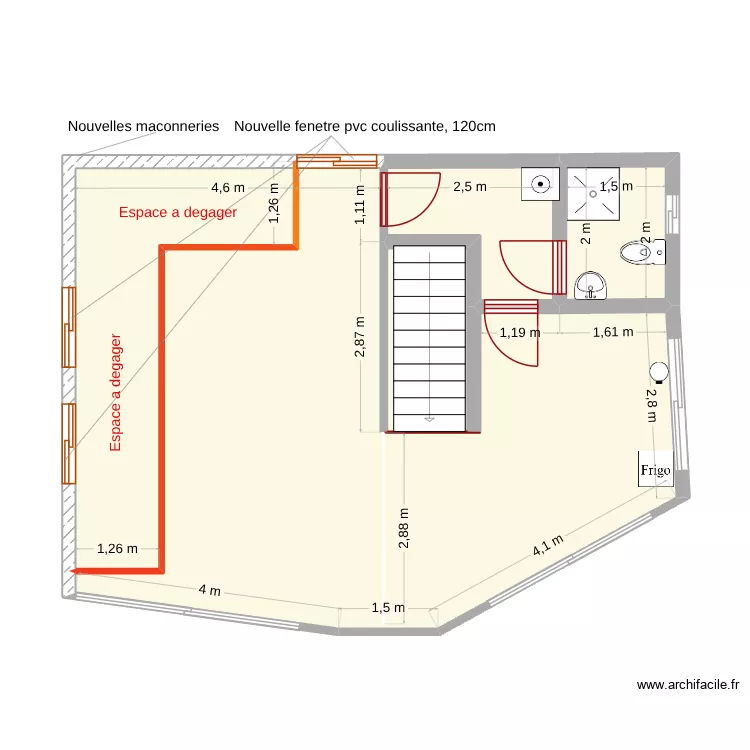 espace a degager. Floor plan with 4  and 55 m²