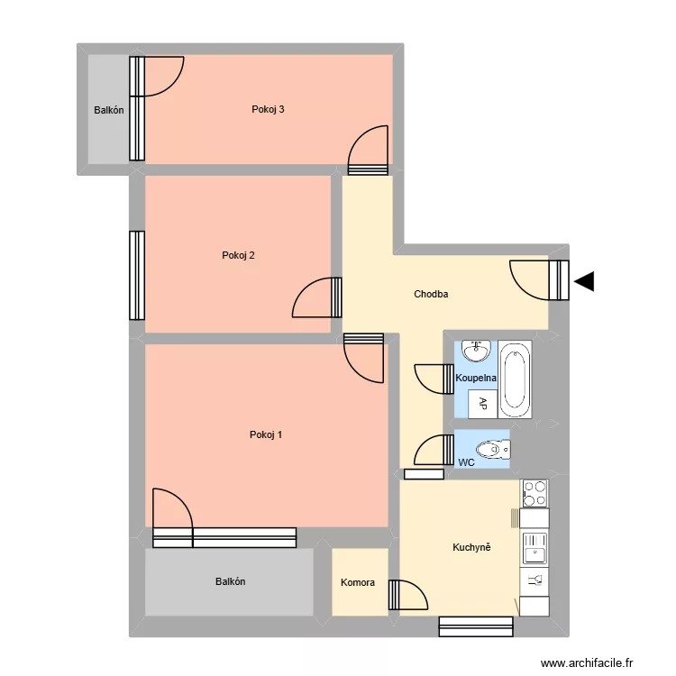 Sokolsk&aacute; tř&iacute;da 2783, byt 20. Floor plan with 16  and 197 m²