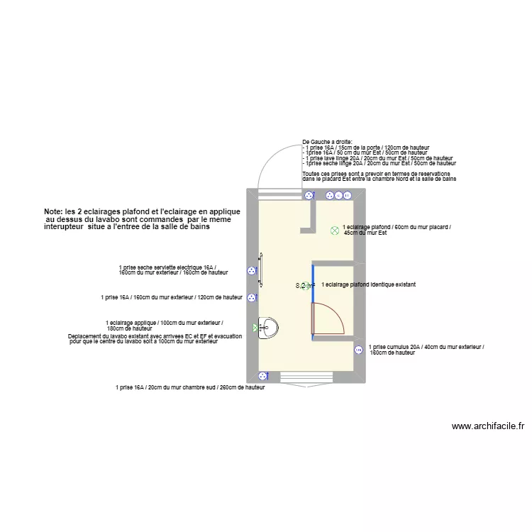 Amenagement salle de bains. Floor plan with Amenagement salle de bains. Floor plan with