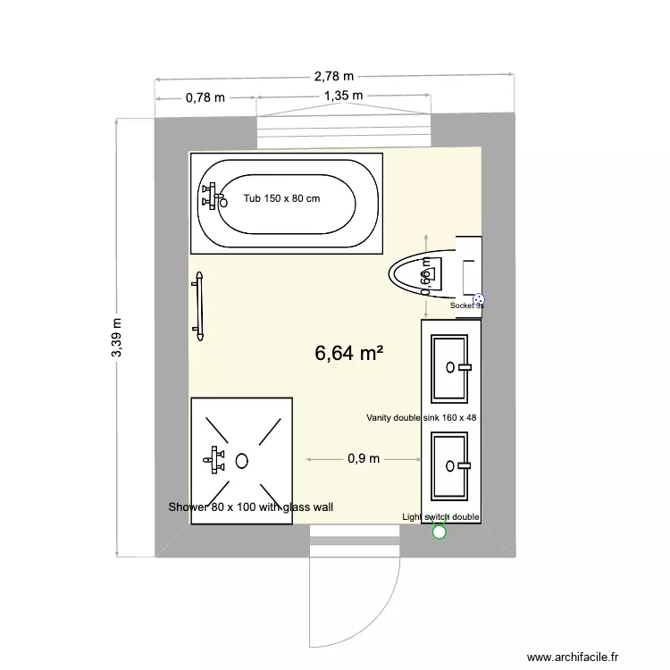 Bathroom_option 5. Floor plan with 