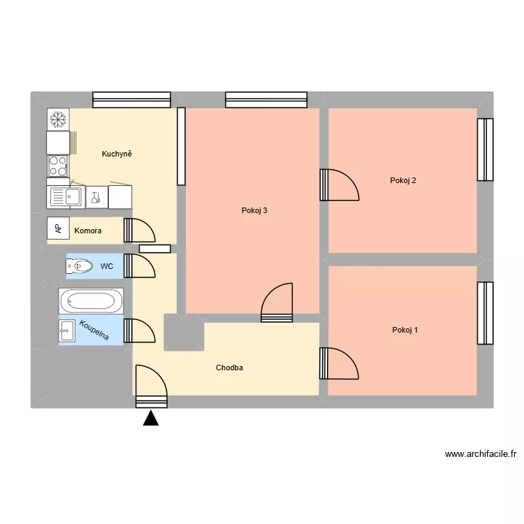 E.F. Buriana 2379, byt 11. Floor plan with 16  and 196 m²