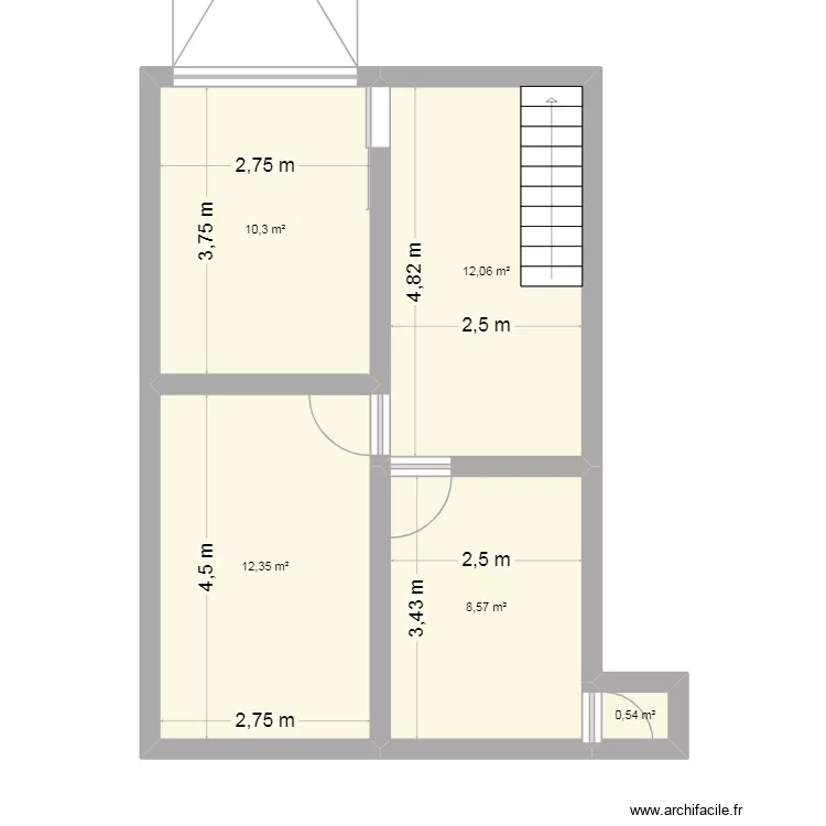 Casa 1. Floor plan with 5  and 44 m²