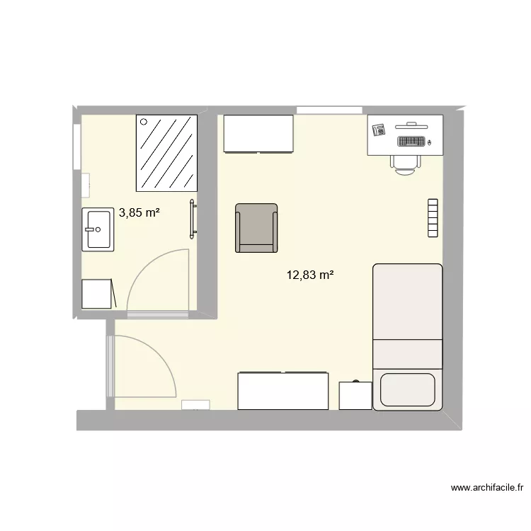 studio TDL. Floor plan with 2 Rooms and 17 m² studio TDL. Floor plan with 2 Rooms and 17 m²