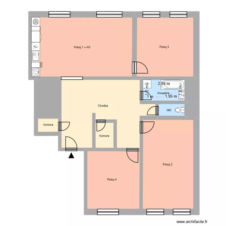 Hlavn&iacute; tř&iacute;da 706, byt 18. Floor plan with 16  and 244 m²