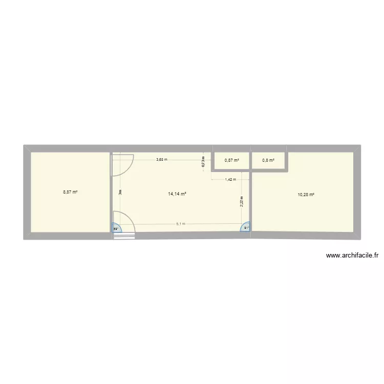container40*10. Floor plan with 5  and 35 m²