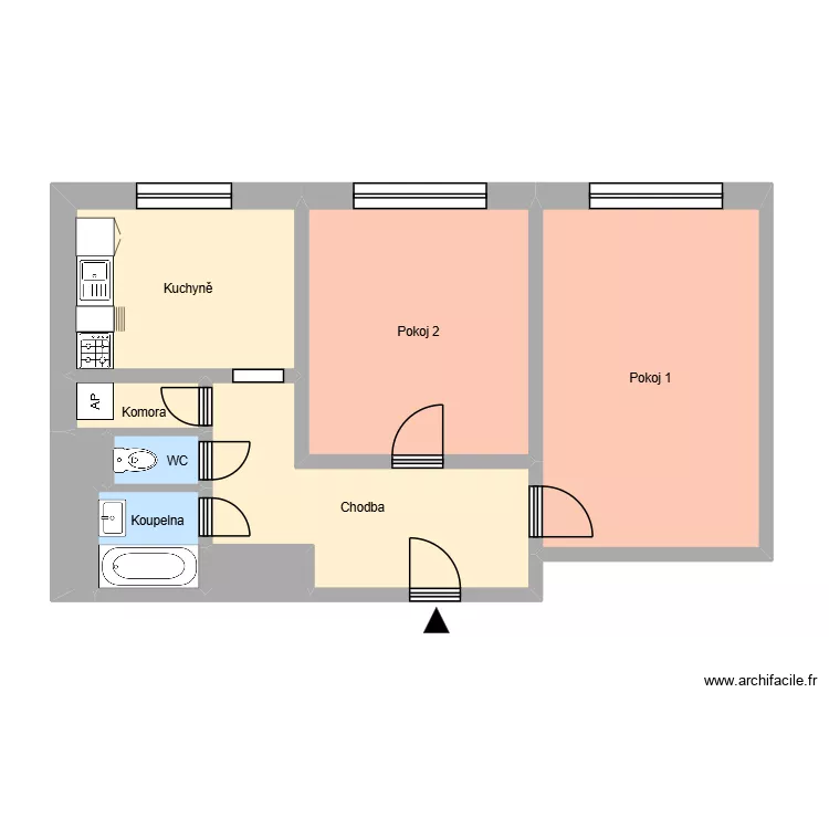 Na &Scaron;irok&eacute; 2383, byt 2. Floor plan with 13  and 180 m²