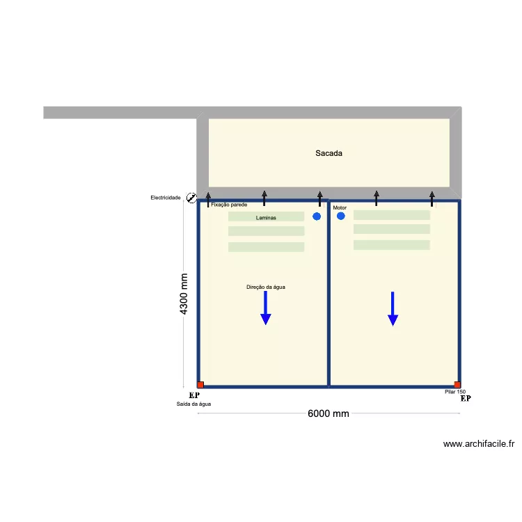 Frederico Ferreira. Floor plan with 3  and 33 m²