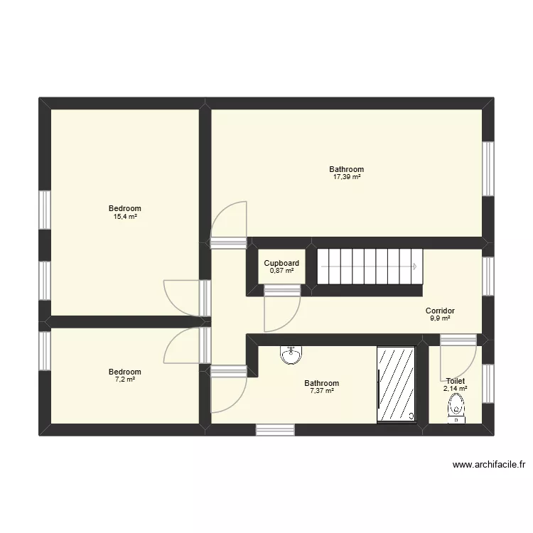 62 arlescote upstairs [plan. Floor plan with 7 rooms and 60 m²