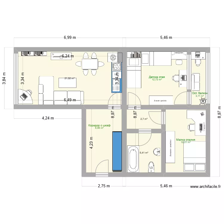 Ap. 1 Drv._2. Floor plan with 7 and 64 m² Ap. 1 Drv._2. Floor plan with 7 and 64 m²