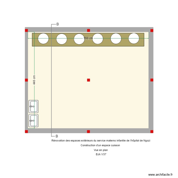 Ngozi espace de cuisson vue en plan. Floor plan with 0 room and 0 m2