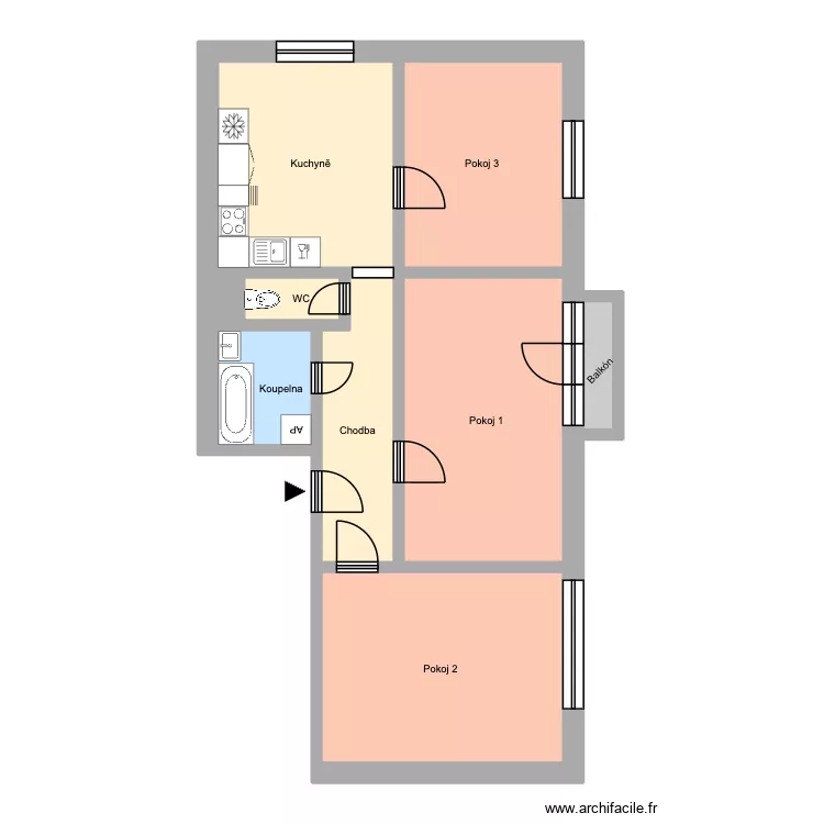 Sokolsk&aacute; tř&iacute;da 2381, byt 8. Floor plan with 13 Rooms and 197 m²