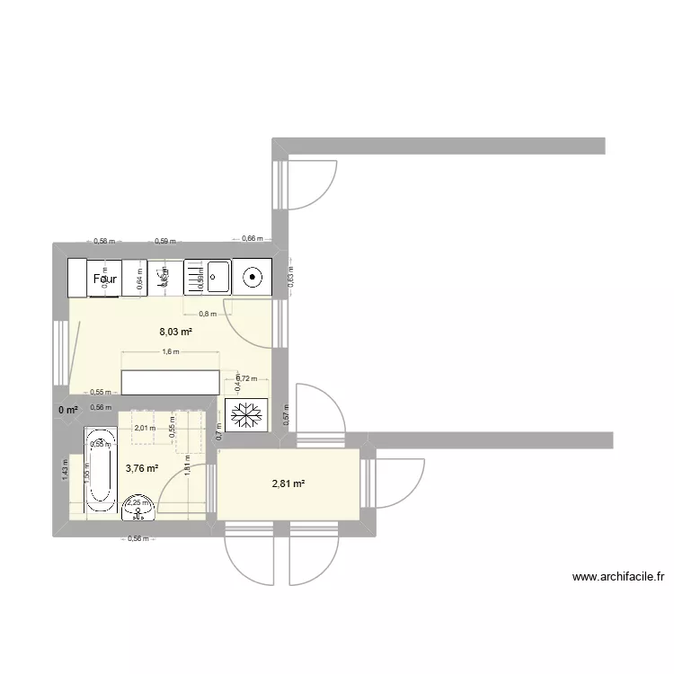 cocinanueva2. Floor plan with 4  and 15 m²