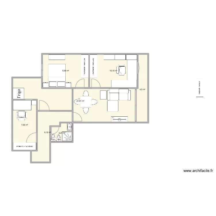 Piso 2. Floor plan with 7  and 42 m²