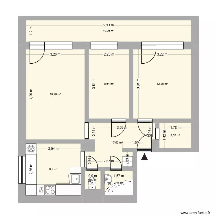 Kamča byt. Floor plan with 17  and 192 m²