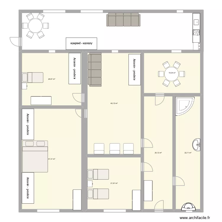 casa 1. Floor plan with 7 Rooms and 203 m²
