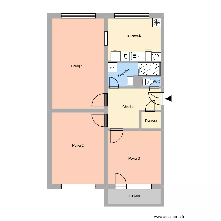Změna dispozice FM. Floor plan with 10  and 73 m²