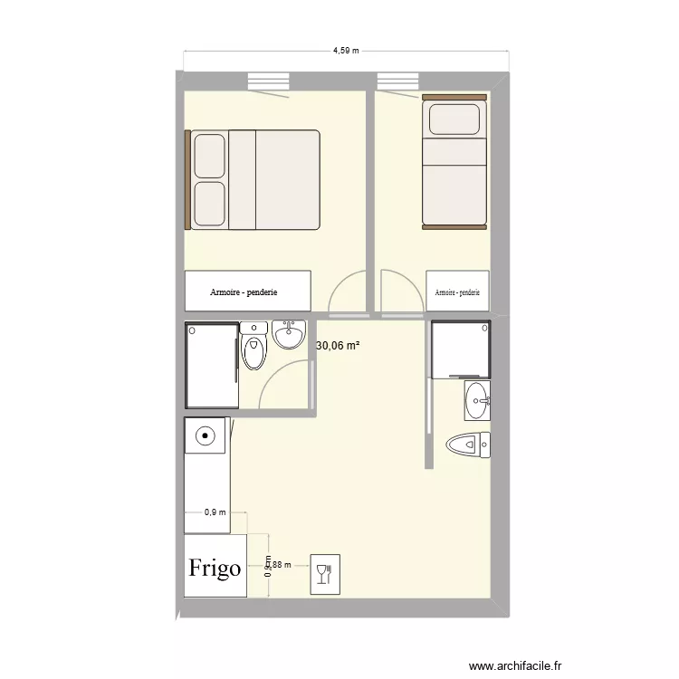 Glor. Floor plan with 1  and 30 m²