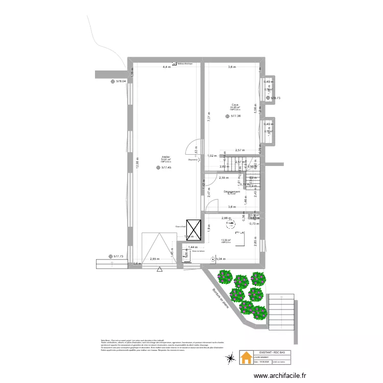 Viuz - RDC Bas - Existant. Floor plan with 
