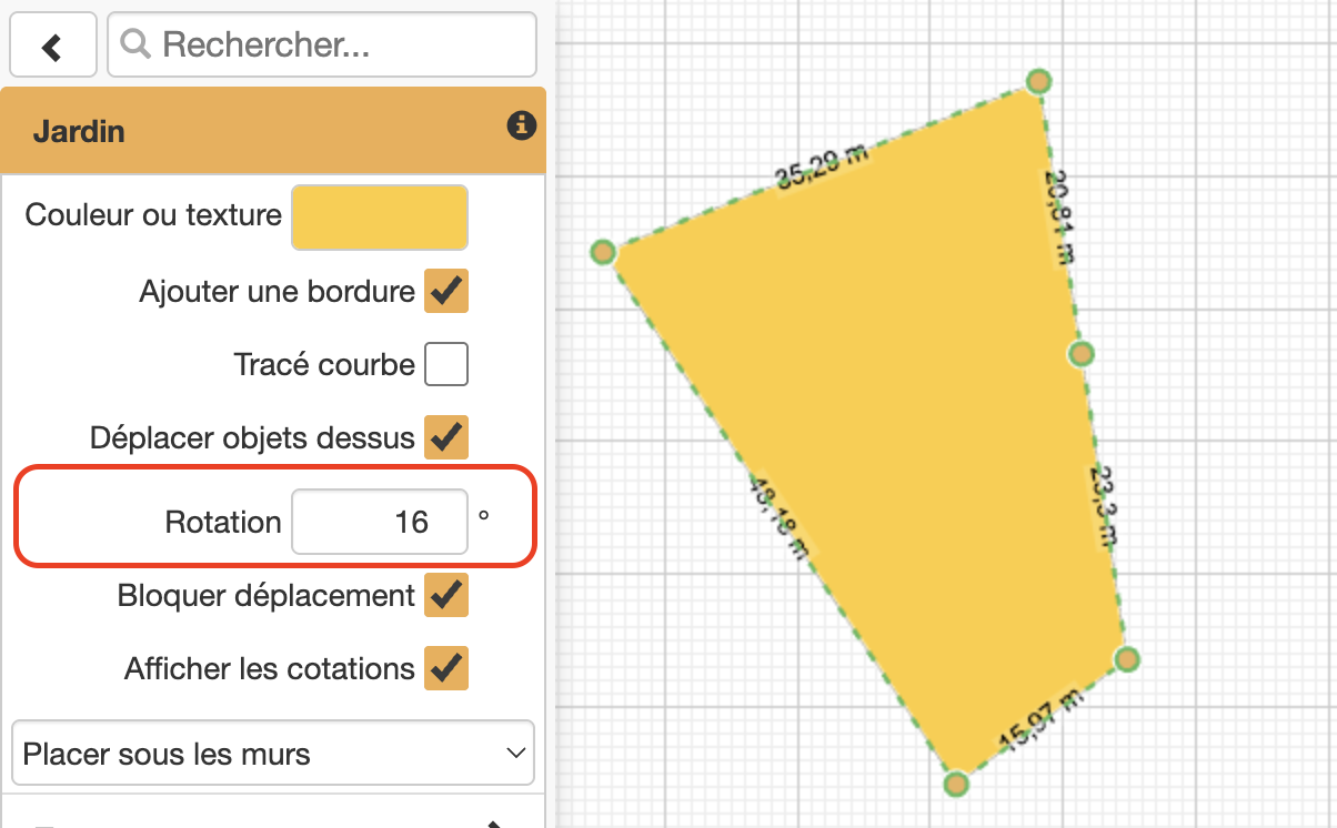 Rotation des formes libres