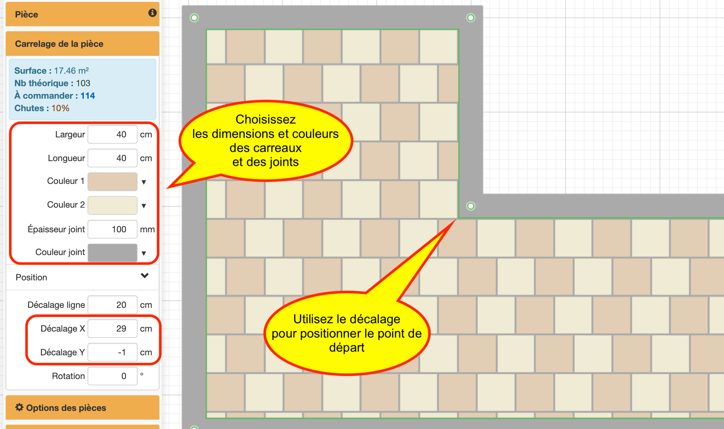 Carrelage des pièces