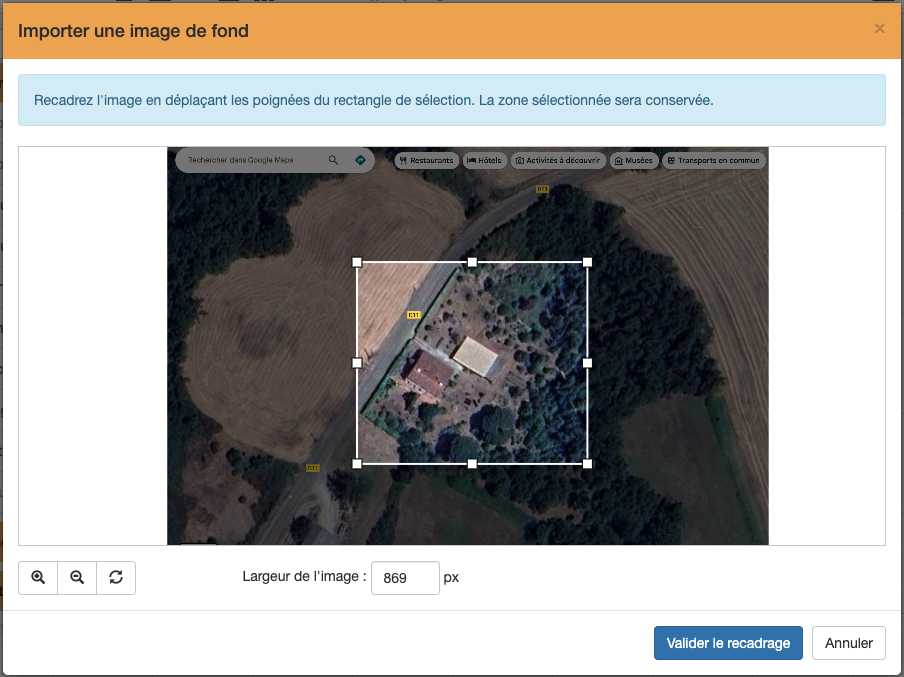 Recadrez l’image de fond que vous importez