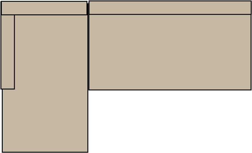 banquette 180 + méridienne 95 x 166cm, prof. 105cm
