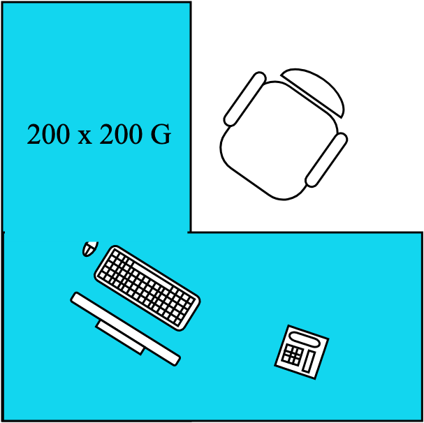 Bureau 200 X 200 cm gauche
