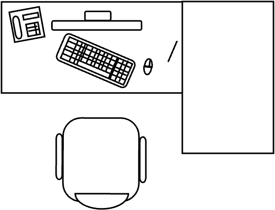 Bureau rectangulaire 120 X 60 cm + 60 x 100