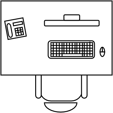 Bureau rectangulaire 120 X 80 cm