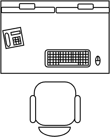 Bureau rectangulaire 120 X 80 cm