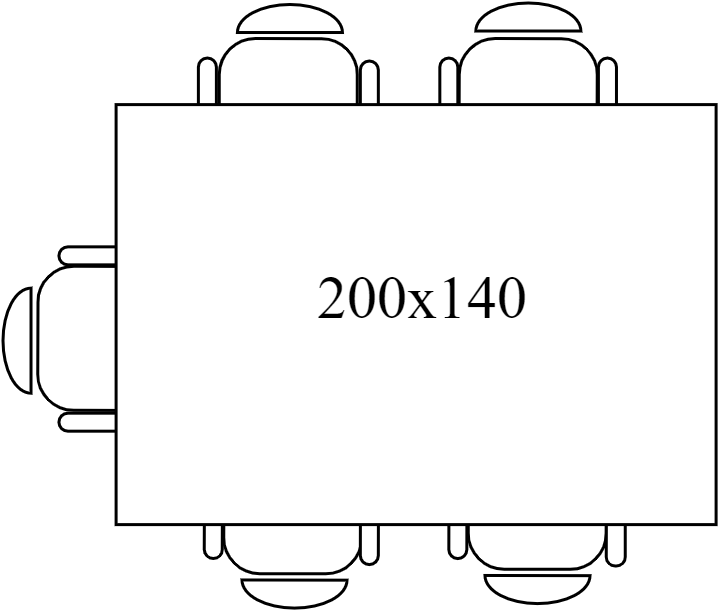 Bureau rectangulaire 200X 140