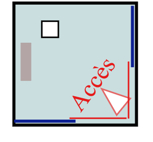 CABINE DE DOUCHE EN ANGLE  80 X 80 ACCES ANGLE 2C  à D