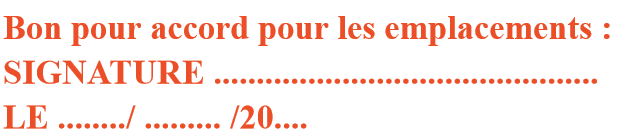 CACHET SIGNATURE  EMPLACEMENTS