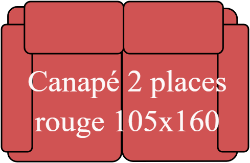 Canapé 2 places rouge 105x160