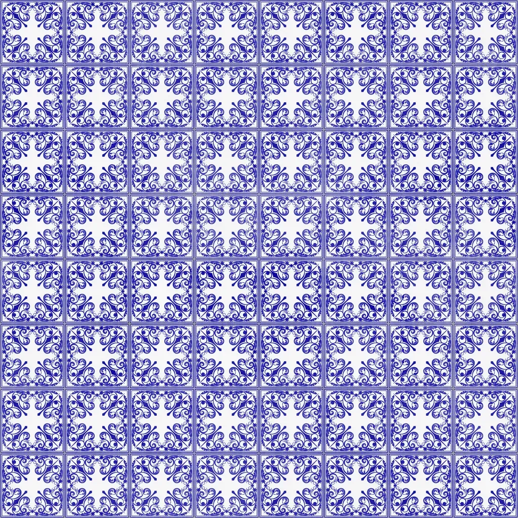 Carreaux de ciment étoilés bleus