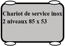 Chariot de service inox 2 niveaux 85 x 53