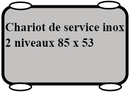 Chariot de service inox 2 niveaux 85 x 53