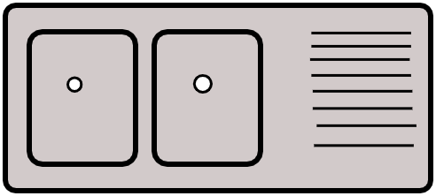 Évier 2 bacs + LV Encatrable Bartcher
