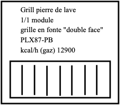 Grill pierre de lave 1/1 module grille en fonte 