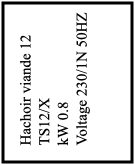 Hachoir viande 12  TS12/X