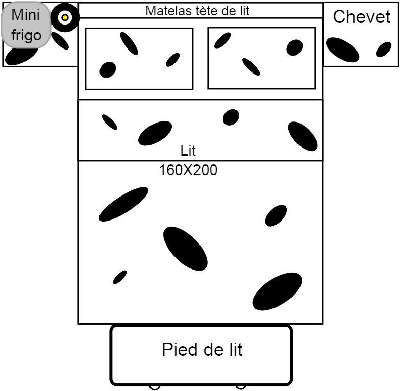 lit + 2 chevets + tete de lit