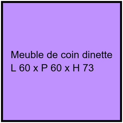 Meuble de coin dinette L 60 x P 60 x H 73
