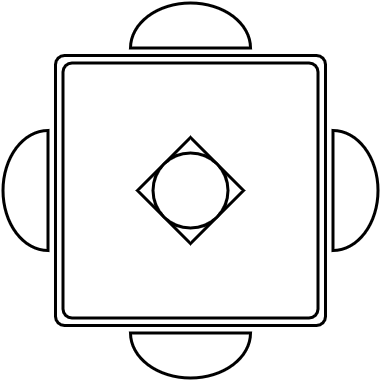 Meza + 4 Sillas (90x90)